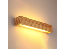 Luz Pared Madera Maciza Rayada 35cm, Iluminación Decorativa Para Múltiples Espacios