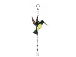 Carrillón de viento colibrí con colgante de cristal, atrapasol arcoíris, iluminación decorativa para jardín