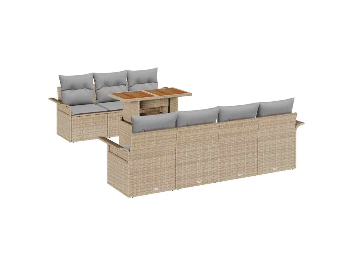 Maison Exclusive - Conjunto De Sofá De Jardim 8 Pcs Bege Rattan Sintético