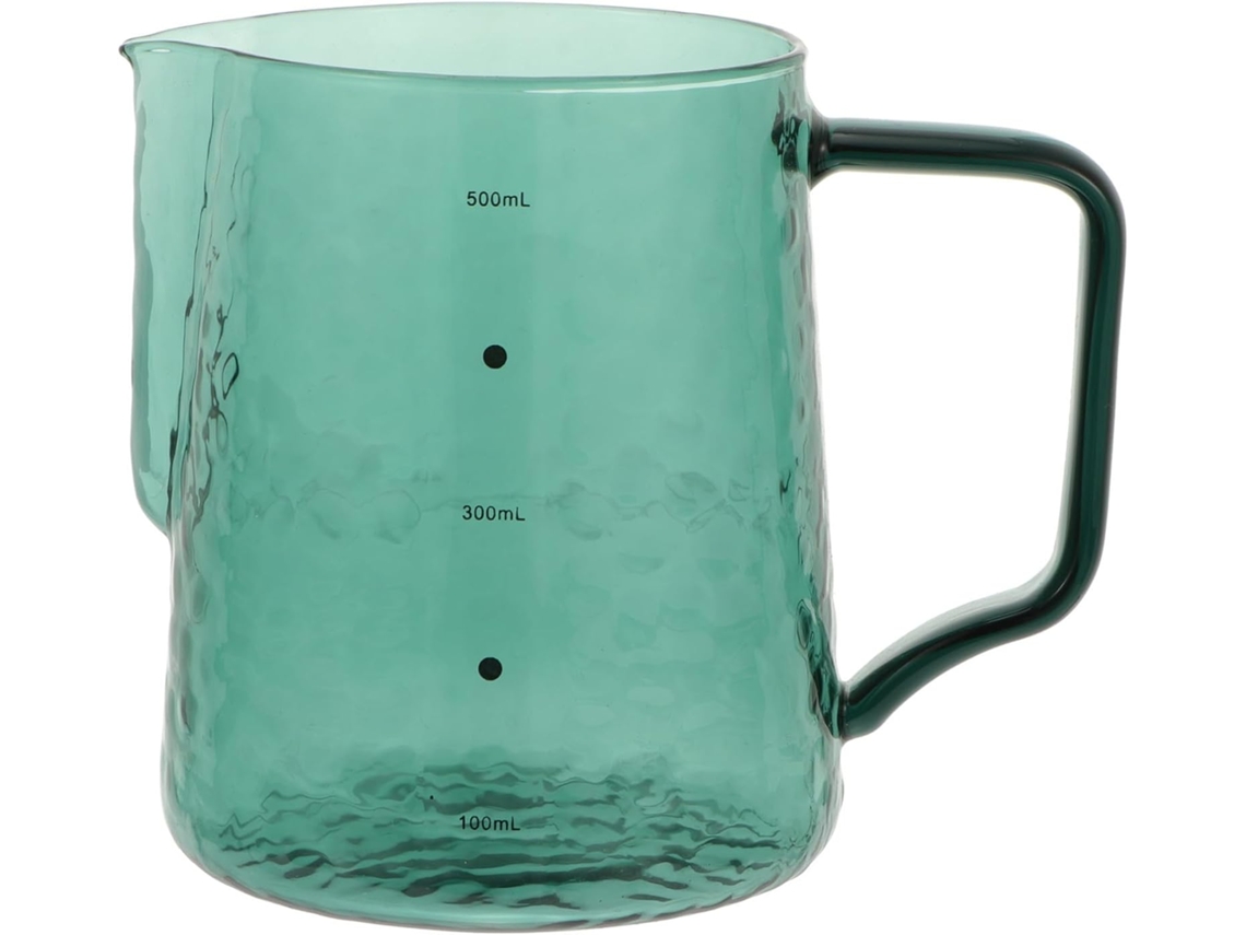 Jarra De Leche De Vidrio Borosilicato Verde De 500 Ml, Cafetera Con Boquilla Fina.