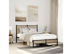 Estructura De Cama Sin Colchón Metal Roble Sonoma 120x200 Cm