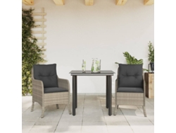 Juego de comedor de jardín de 3 piezas con cojines gris claro de Dkd Home Decor
