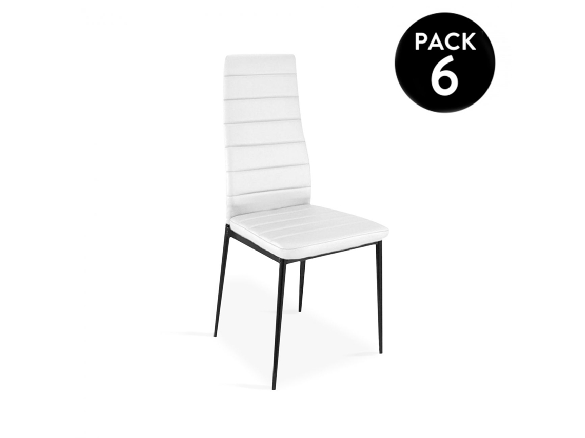 Pack 6 sillas de comedor símil piel Emi Blanco - Negro 44 x 96 x 42 cm