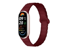 Pulsera para Xiaomi Smart Band 10/9/8 - Silicona magnética - Con tres esferas, color rojo vino