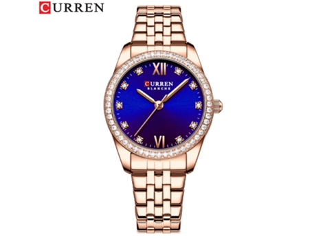 Relojes para mujer Relojes casuales de acero inoxidable Relojes redondos Reloj analógico con movimiento de cuarzo para mujer-Azul oscuro LUUCOZK
