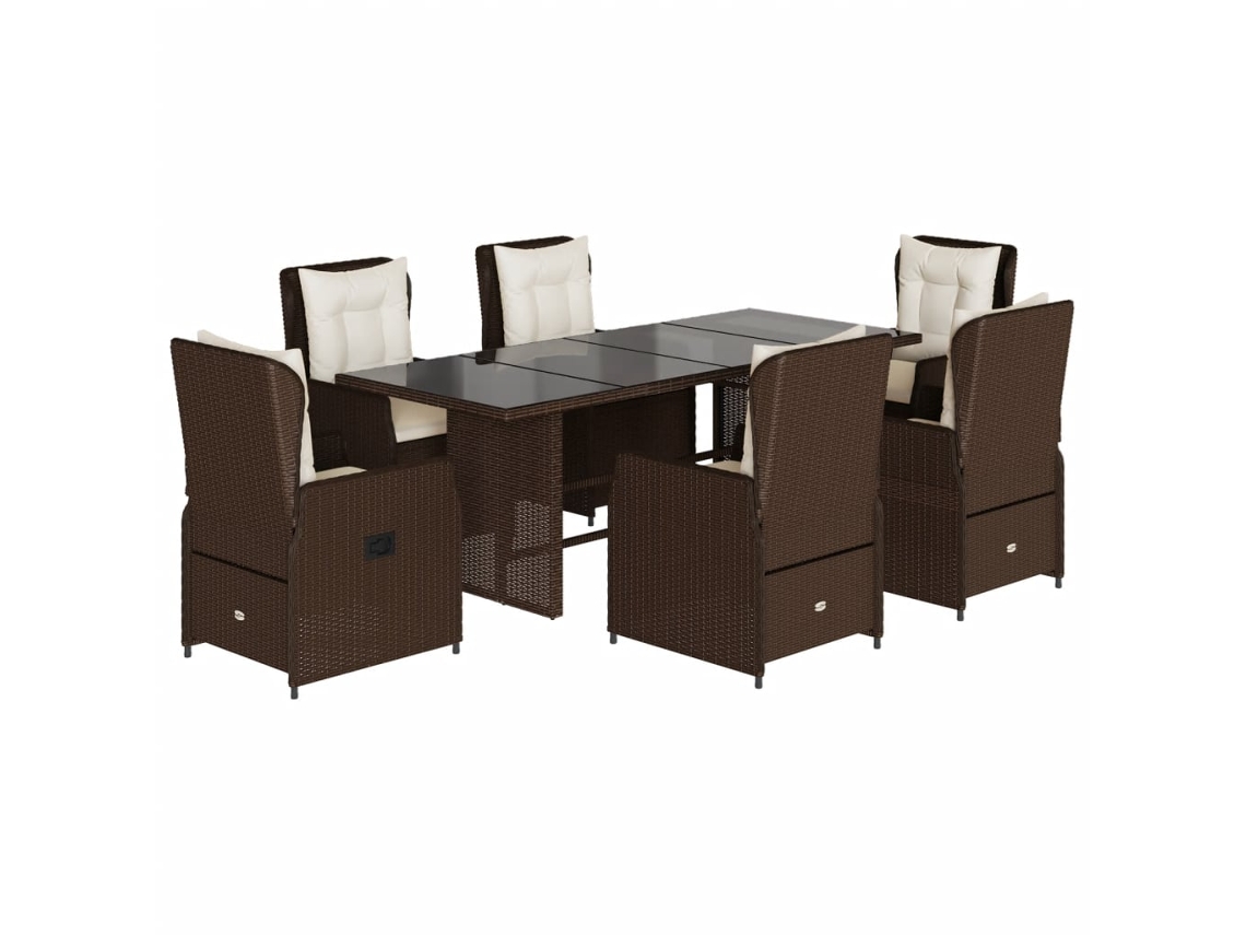 Maison Exclusive - Set Comedor De Jardín 7 Pzas Con Cojines Ratán Sintético Marrón