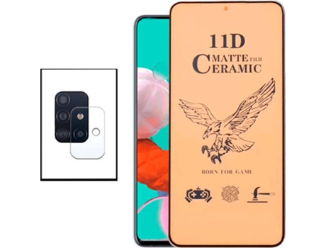 Kit Cristal Templado Ceramic Glass Full Cover Samsung Galaxy A71 PHONECARE y Protector de Cámara