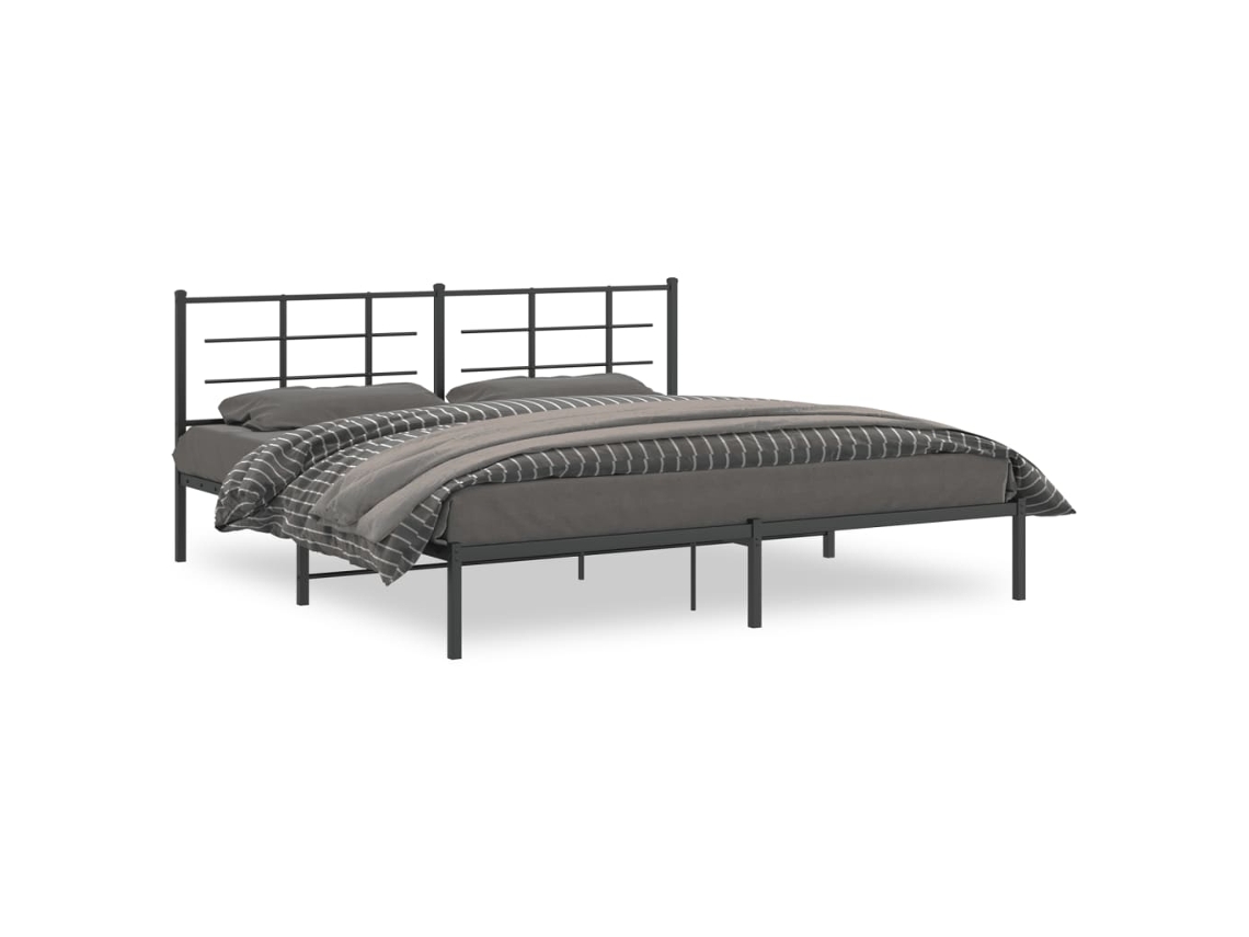 Maison Exclusive - Estructura Cama Sin Colchón Con Cabecero Metal Negro 193x203 Cm