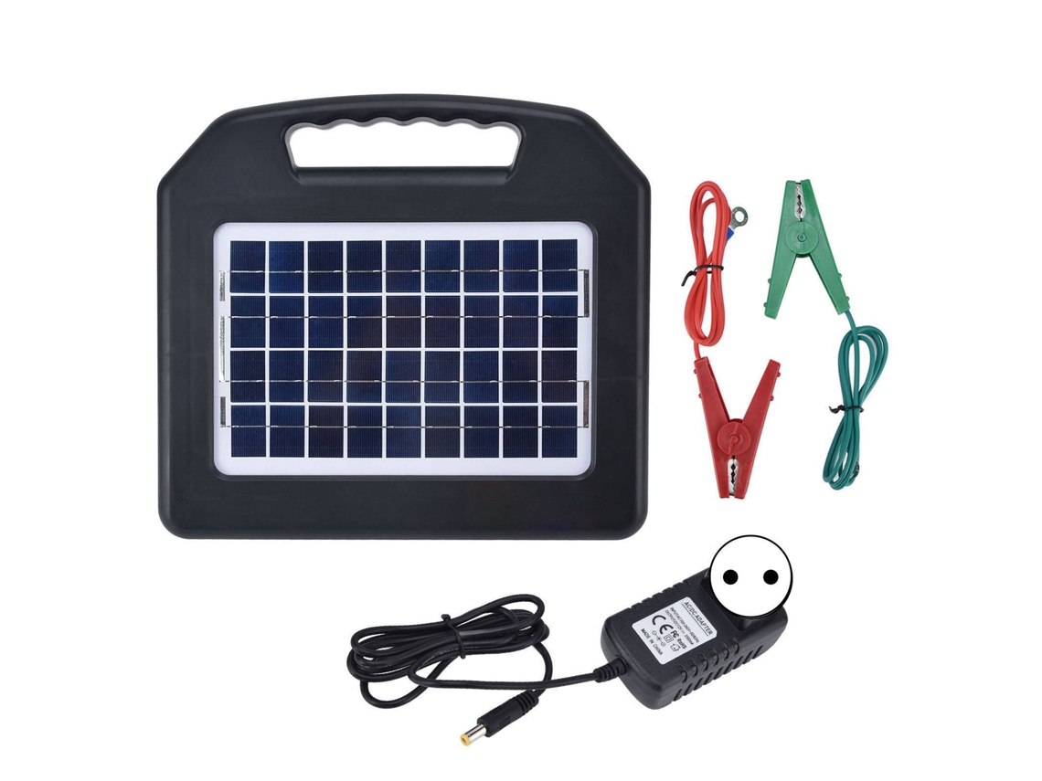 Cargador solar portátil para cerca eléctrica de 5 W y 32 km de alcance.