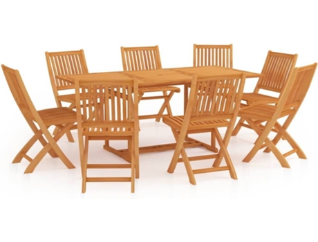 Conjunto 9 Conjunto de comedor de jardín VIDAXL madera maciza de teca