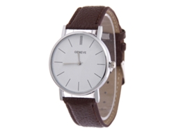 Reloj De Pulsera De Cuero Pu Simple Para Hombres Y Mujeres Moda Casual (marrón)