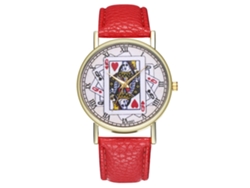 Reloj De Pulsera De Cuarzo Informal Y Moderno Con Correa De Cuero Para Hombre Y Mujer (rojo)