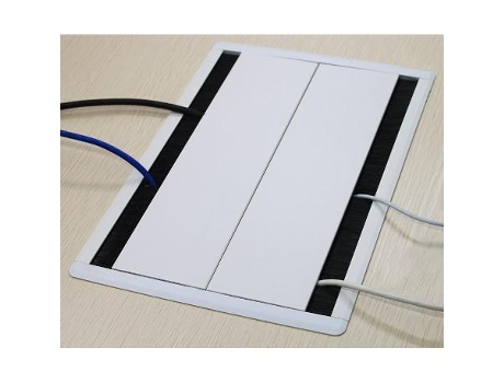 Pasacable con tapa amortiguador doble blanco con amortiguacion. medidas 300x212x25mm.