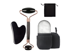 Set De 4 Rodillos Faciales Para Piel, Ojos Y Cuello - Duraderos Y Silenciosos - Henten Home Negro