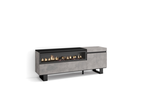 Mueble TV Televisión 150x57x35cm Para TV hasta 65 Chimenea eléctrica Diseño industrial Cemento