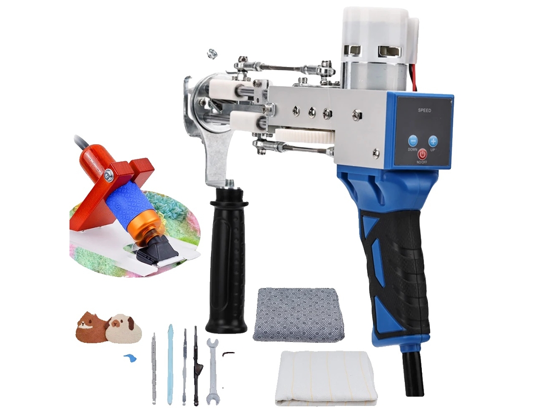 Pistola de tufting, diseño portátil, alta eficiencia, kits con pantalla digital.