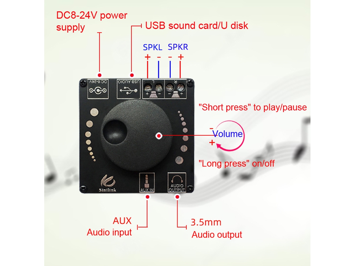 2026horizon-amplificador Estéreo Digital De Potencia 20w+20w Bt 5.0 Inalámbrico Control Móvil Canal Dual