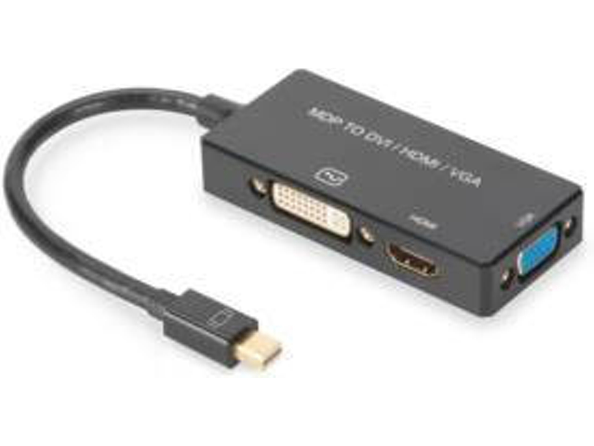 Adaptador HDMI ASSMANN (Mini DisplayPort - HDMI, DisplayPort y DVI - 20 cm - Negro)