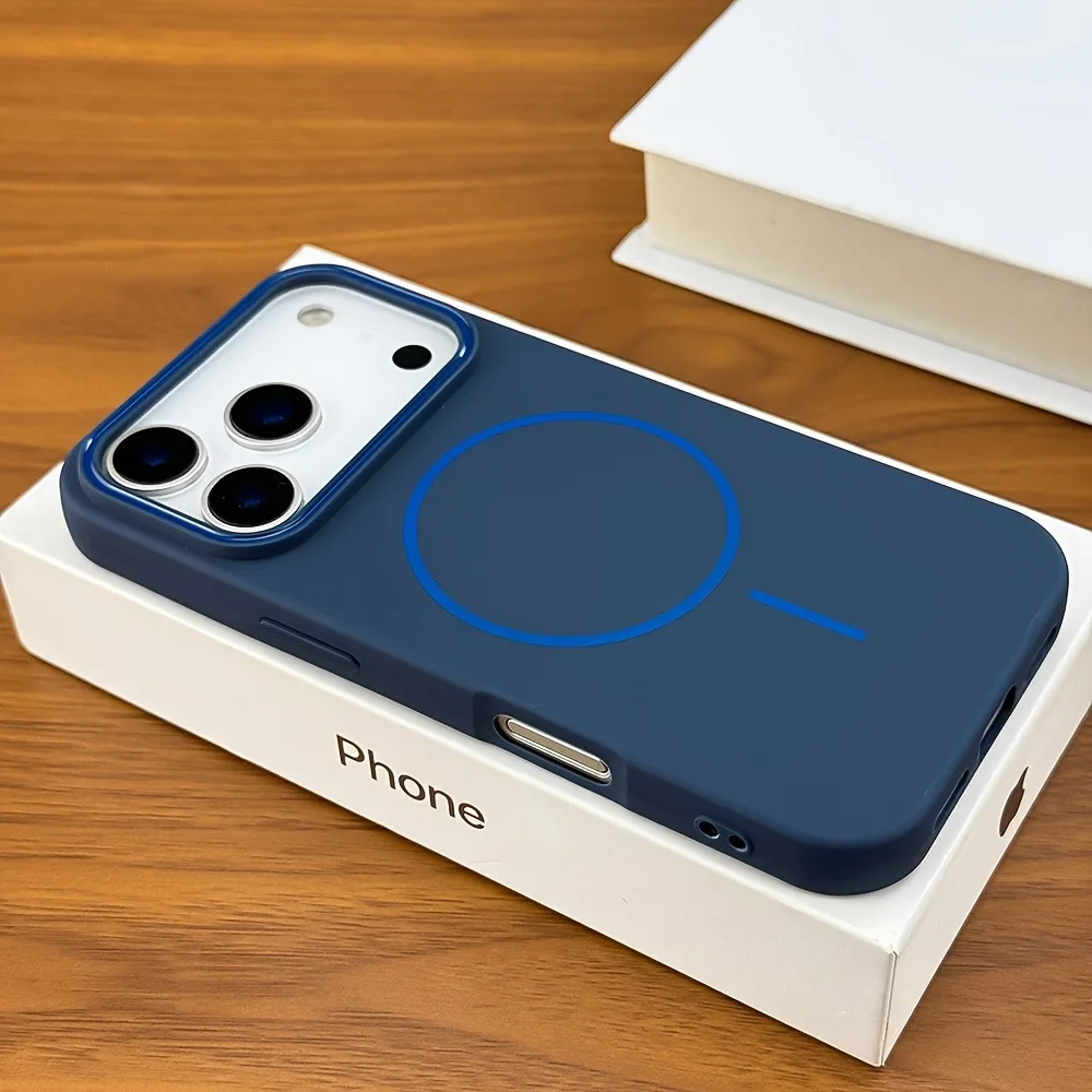 (iphone 15 Plus Azul) Funda Magnética Mate Para Iphone, Compatible Con Carga Inalámbrica Magsafe.