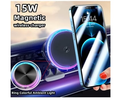Cargador Carro Sem Magsafe Anel Luz RADIODDITY Negro