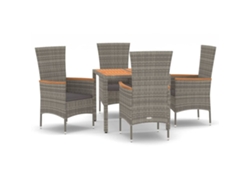 Maison Exclusive - Juego de comedor de jardín de 5 piezas con cojines de mimbre, gris
