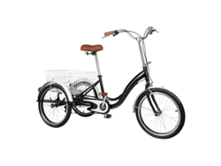 Triciclo para adultos de 20 pulgadas, alta durabilidad, cesta trasera grande, color negro OEM