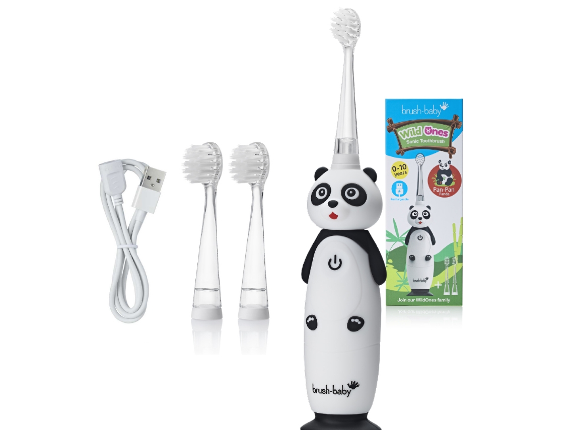 Cepillo de dientes sónico para niños Brushbaby con diseño de panda interactivo, de 0 a 10 años