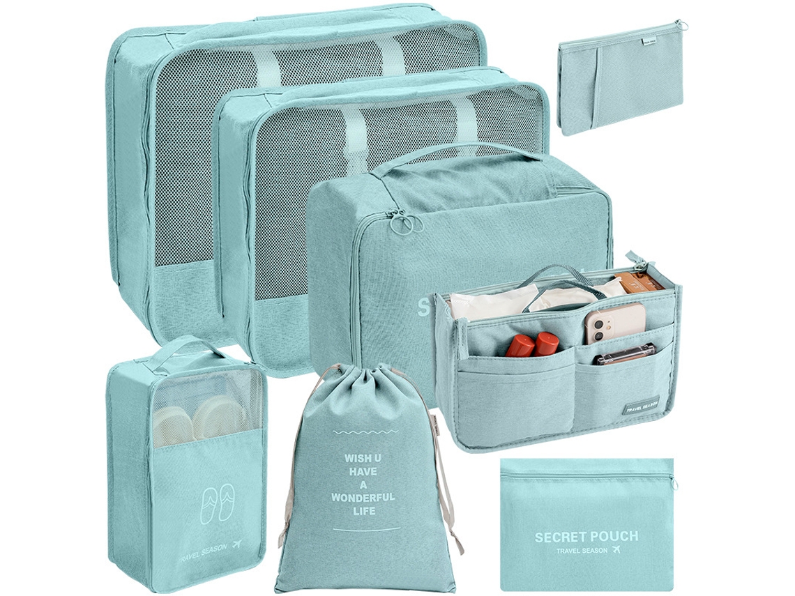 Conjunto De Bolsas Organizadoras Para Malas, Pacote Com 8 Chrui (azul Lago)