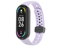 Bracelete Para Xiaomi Smart Band 10/9/8 - Silicone - Fivela Magnética Preta Roxa