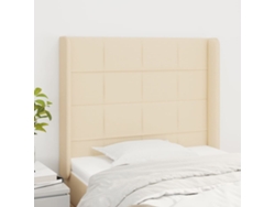 Cabecero Con Orejas De Tela Color Crema 103x16x118/128 Cm