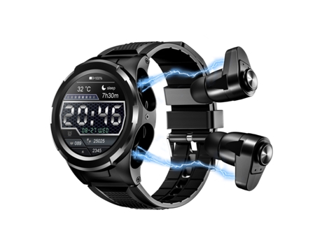 Smartwatch F6 1.28" pantalla IPS 2 en 1 auriculares Bluetooth, soporte de monitorización de oxígeno y frecuencia cardíaca