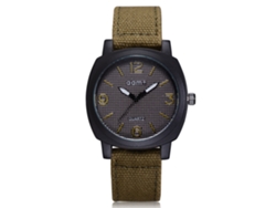 Reloj De Cuarzo Para Hombre Con Correa De Lona, Dial Grande Redondo, Casual Y Fashion (verde)