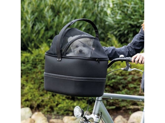 Transportín Bicicletas Para perros trixie frente negro 41x47x29cm porte pequeño cesta delantera mascotas 41x47x29