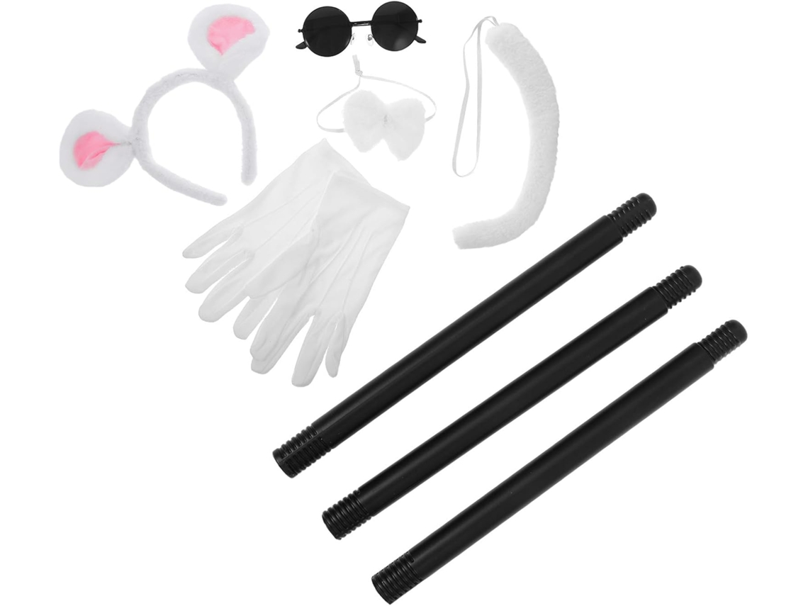 Conjunto De Accesorios Para Disfraz: Gafas Redondas, Ratón, Cola Decorativa