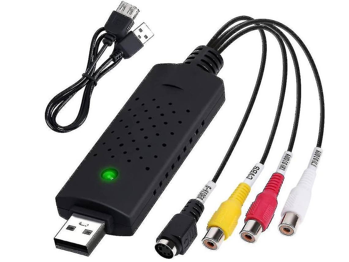 Convertidor de Vhs a Digital Tarjeta de captura de vídeo y audio USB Transferencia de formato Hi8 Vhs a DVD digital para Windows 2000/10/8/7/Xp/Vista Negro BISBISOUS