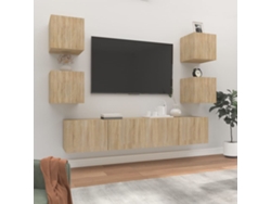 Pack Muebles de Armario Tv 6 Pzs Madera Procesada Roble Sonoma