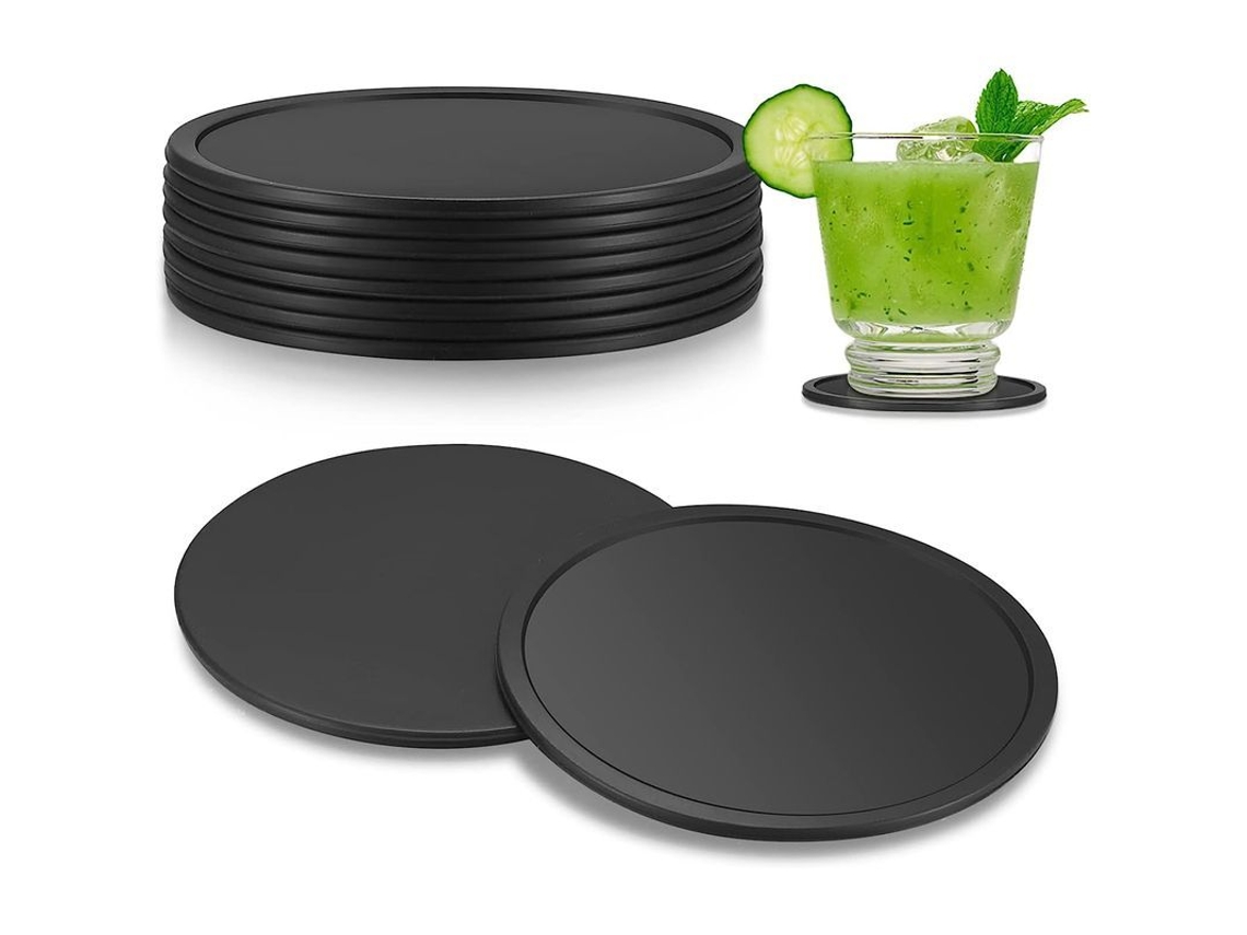 Posavasos Redondos De Silicona Negra, A Prueba De Derrames, Para Vasos De Café, Cerveza Y Vino, Para El Hogar Y El Bar.