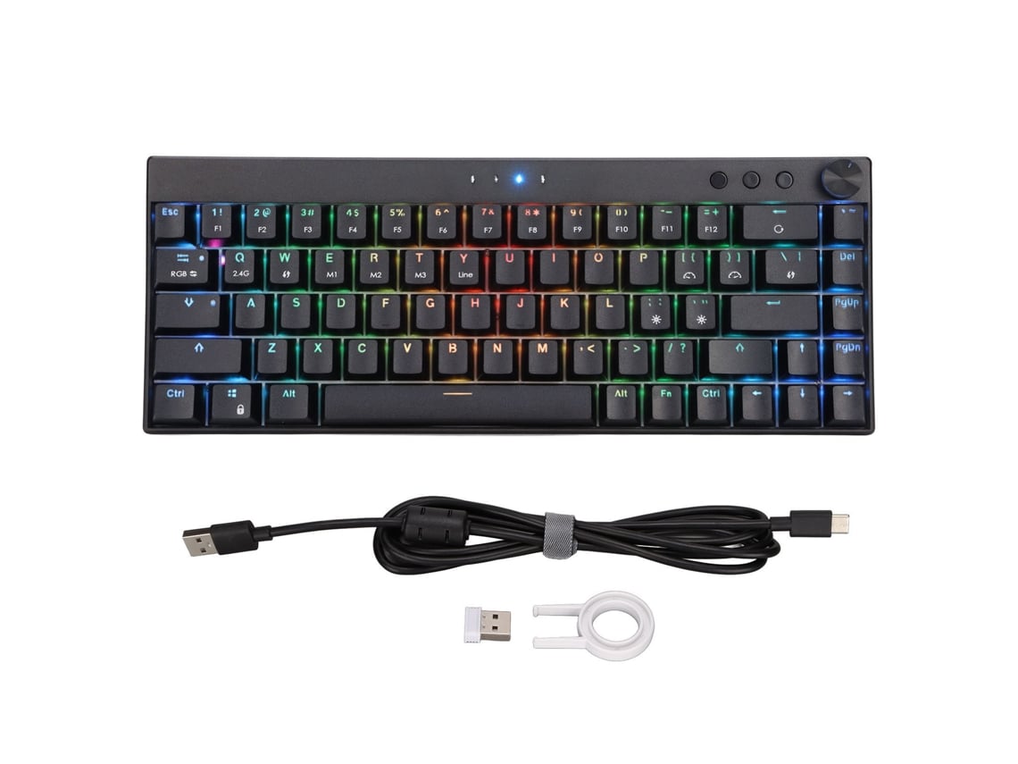 Teclado Mecánico Para Juegos De 68 Teclas Con 3 Modos, Retroiluminación Rgb, Batería De 1800 Mah E Interruptores Negros.