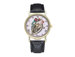 Reloj De Pulsera Unisex Ligero De Cuero, Moderno Y Elegante, Para Hombre Y Mujer, Color Negro.