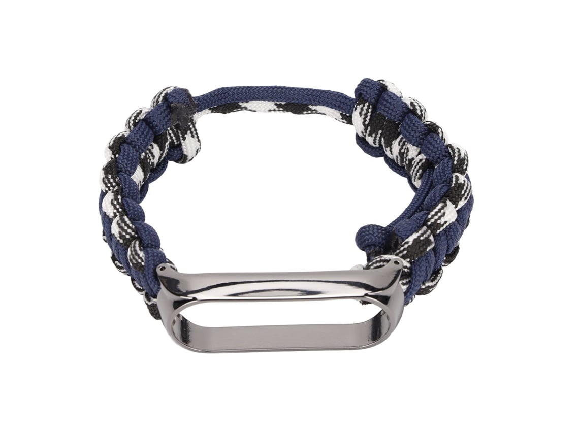 Pulsera (trenzada De Paracord, Ajustable) Para Xiaomi Mi Band 6/5 Nfc - Patrón Azul Marino