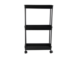 Estantería móvil negra de 3 niveles, 15 cm de ancho, ahorra espacio, se puede utilizar ampliamente, es estable y está hecha de plástico, con ruedas para cocina, comedor, taller, escuela, etc.