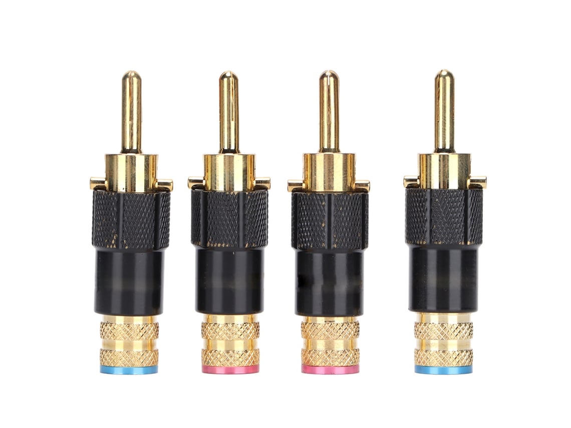 Conector Banana Preffair Ba1410 Hifi Chapado En Oro De 24 Quilates Para Sistema De Audio Y Receptor Con Doble Bloqueo De Tornillo.