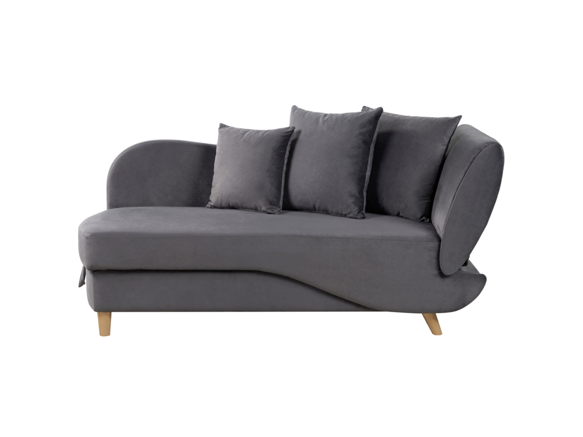 Chaise longue BELIANI Meri de Terciopelo Gris 156x69x73