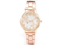 Reloj De Pulsera De Aleación Con Dial Redondo Cuarzo Pareja Oro Rosa