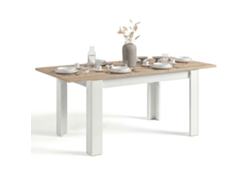 Mesa de comedor extensible 123-173x75 cm Sira Blanco Artik (Blanco Mate) - Roble Canadian 123 x 78 x 75 cm