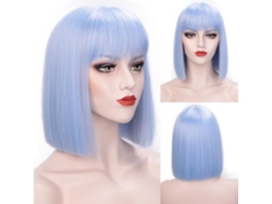 Peluca corta bob con flequillo para mujer, pelucas sintéticas negras, rosas, moradas y rojas, peluca para cosplay TAISHENGDA