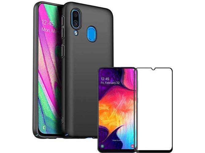 Kit Carcasa y Protector de Cristal 5D Samsung Galaxy A40 SlimShield Negro