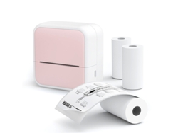 Impresora térmica mini impresora de etiquetas Bluetooth con 5 rollos de papel rosa Cuich