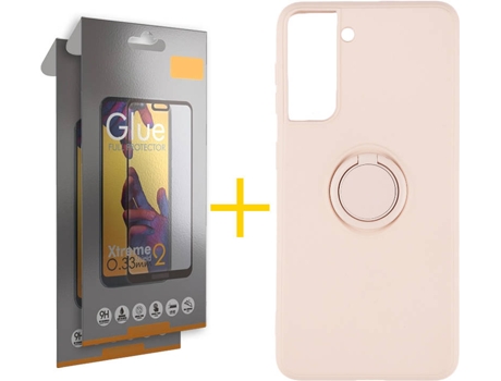 Carcasa + 2 Protectores de Pantalla para Samsung Galaxy S22 Plus 5G SKYHE Rosa Pastel