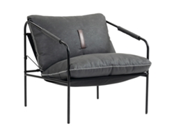 Sillón De Lectura De Piel Sintética Con Cojines Extraíbles Para Salón, Color Gris Carbón.